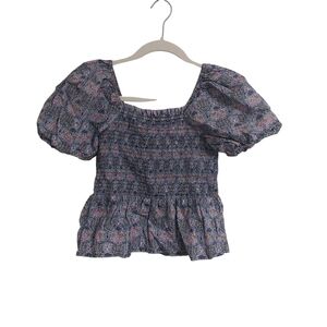 J. Crew Floral Puff Sleeve Blouse